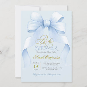 Blue Bow Baby Shower Boy Einladung