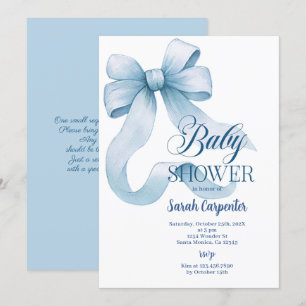 Blue Bow Baby Shower Boy Einladung