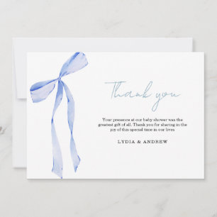 Blue Bow Baby Shower Einladung, Boy Baby Dusche Dankeskarte