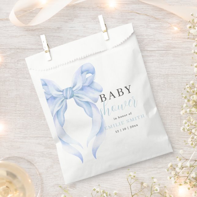 Blue Bow Baby Shower Einladung, Boy Baby Dusche Geschenktütchen (Ausgeschnitten)