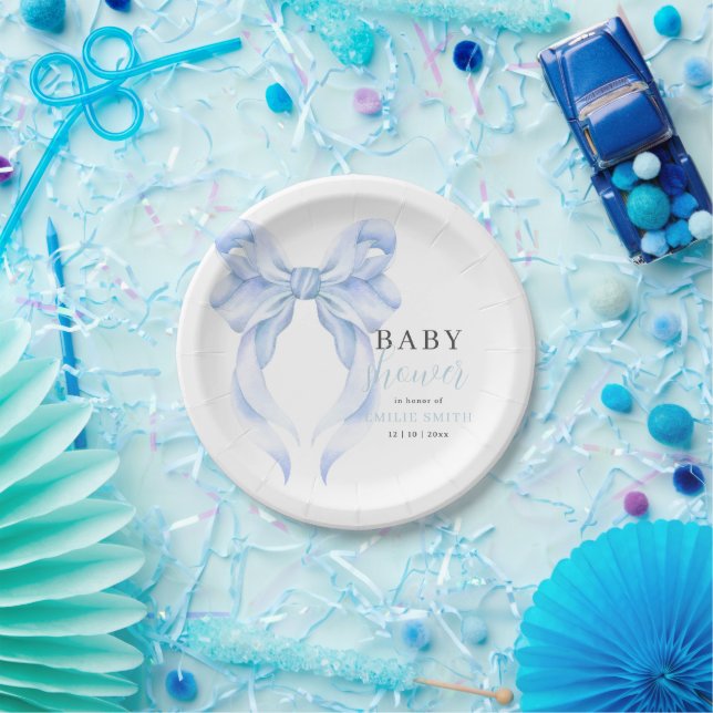 Blue Bow Baby Shower Einladung, Boy Baby Dusche Pappteller (Party)