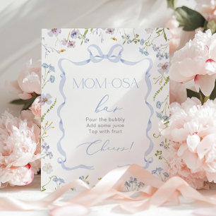 Blue Bow Band Wildblume Momosa Bar Aquarell Poster