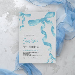 Blue Bow Birthday Einladung