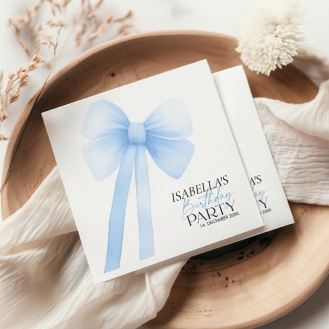 Blue Bow Birthday Serviette (Von Creator hochgeladen)