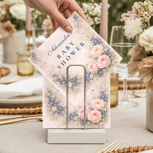 Blue Bow Blueberry Baby Shower Serviette (Von Creator hochgeladen)