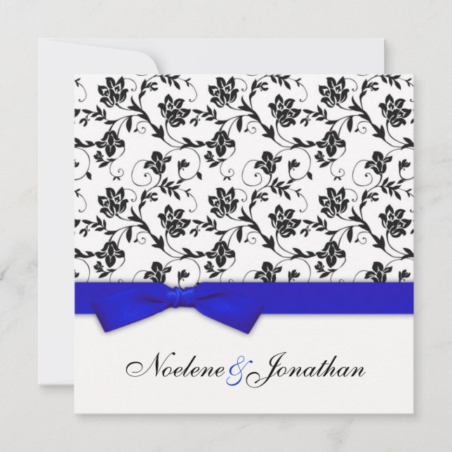 Blue Bow Blume Hochzeitseinladung Einladung (Vorderseite)