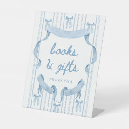 Blue Bow Boy Baby Duschbücher und Geschenke Zeiche Sockelschild