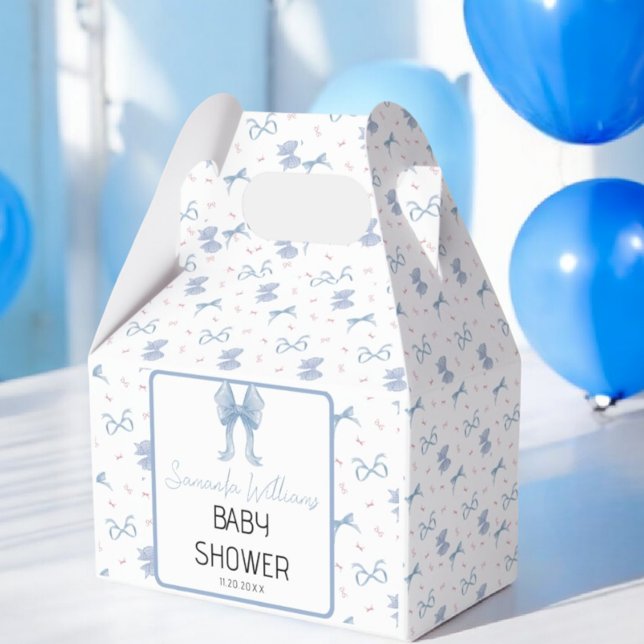 Blue Bow Boy Baby Dusche Wasserfarbe Geschenkschachtel (Von Creator hochgeladen)