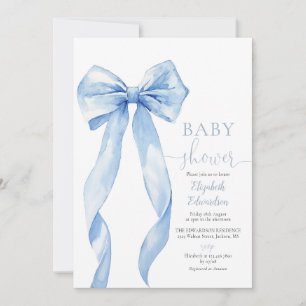Blue Bow Boy Baby Shooting Foto QR Code Einladung