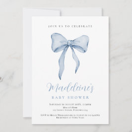 Blue Bow Boy Baby Shower invitation Einladung