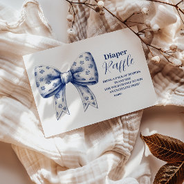 Blue Bow Boy Raffle Diapper Begleitkarte