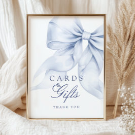 Blue Bow Brautparty Cards & Gifts Table Sign Poster