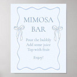 Blue Bow Brautparty Mimosa Bar Poster