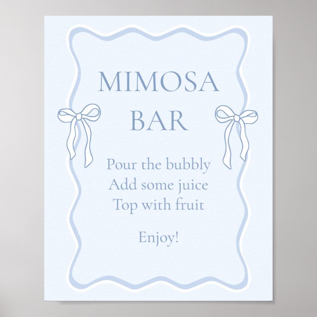 Blue Bow Brautparty Mimosa Bar Poster (Vorne)