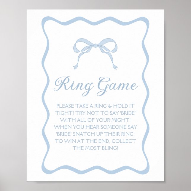 Blue Bow Brautparty Ring Game Poster (Vorne)