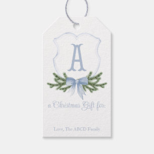 Blue Bow Christmas Wappen Geschenk-Tag - A Geschenkanhänger