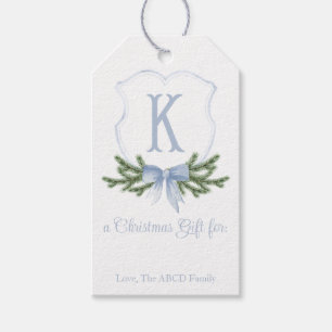 Blue Bow Christmas Wappen Geschenk Tag - K Geschenkanhänger