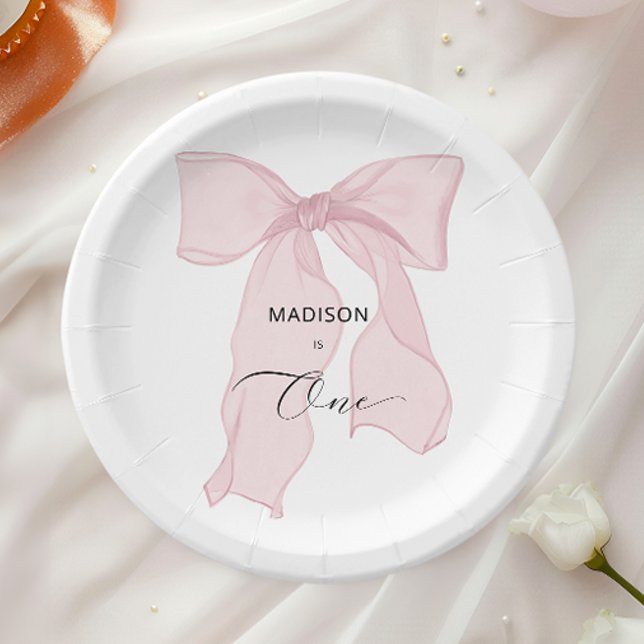 Blue Bow Coquette 1. Geburtstag Pappteller (Von Creator hochgeladen)