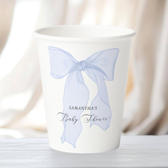 Blue Bow Coquette Baby Dusche Pappbecher (Von Creator hochgeladen)