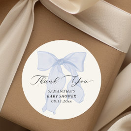 Blue Bow Coquette Baby Dusche Runder Aufkleber