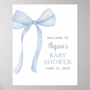 Blue Bow Coquette Baby Dusche Willkommen Poster