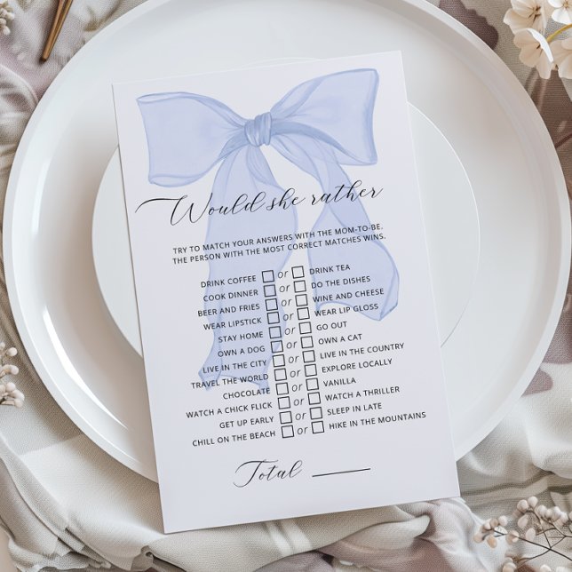 Blue Bow Coquette Baby Dusche würde sie eher (Von Creator hochgeladen)