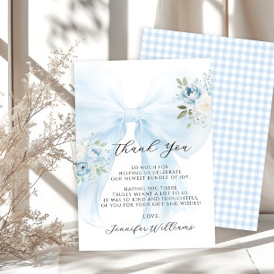 Blue Bow Coquette Baby in Bloom Boy Dusche Dankeskarte