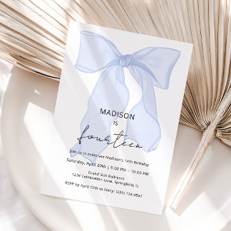 Blue Bow Coquette Birthday Einladung