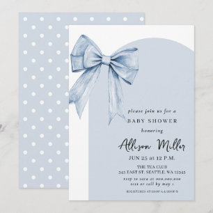 Blue Bow Coquette Boy Baby Shower  Einladung