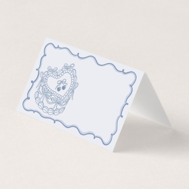 Blue Bow Coquette gâteau Bachelorette Cartes de Pl (Front)