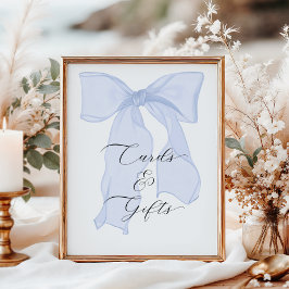 Blue Bow Coquette Geburtstagsparty Karten und Gesc Poster