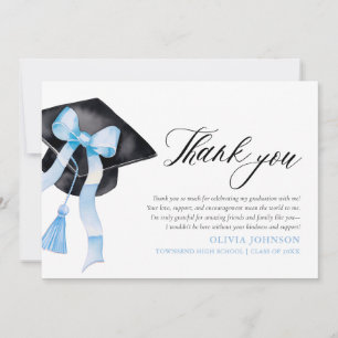 Blue Bow Coquette Graduation Cap Danke Karten