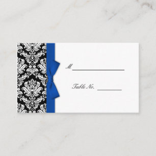 Blue Bow Damask Wedding Placecards Platzkarte