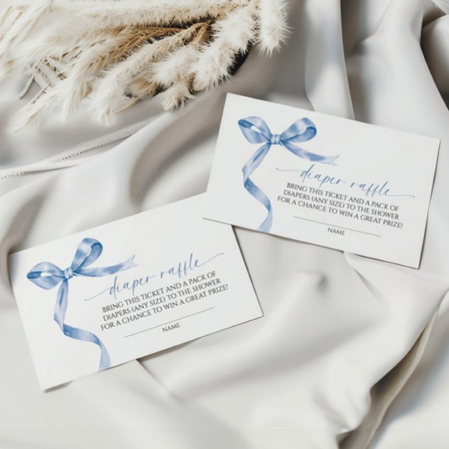 Blue Bow Diaper Raffle Begleitkarte (Von Creator hochgeladen)