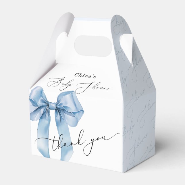 Blue Bow Elegant Baby Shower Geschenkschachtel (Vorderseite)