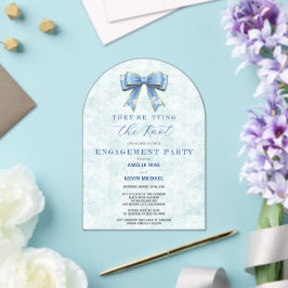 Blue Bow Engagement Invitation – Japanese Style Acryleinladungen