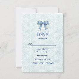 Blue Bow Engagement Invitation – Japanese Style RSVP Karte