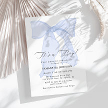 Blue Bow Es ist eine Boy Baby Shower Einladung