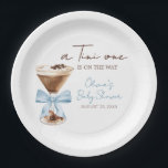 Blue Bow Espresso Martini Baby Shower Pappteller<br><div class="desc">Make your Martini baby shower extra special with these delightful round paper plates! Sturdy yet stylish,  these plates are perfect for serving delicious bites while complementing your theme in the most adorable way. 
BS1097</div>