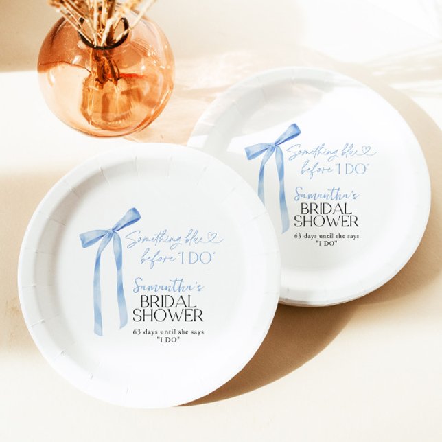 Blue Bow etwas Blau, bevor ich Brautparty Pappteller (Von Creator hochgeladen)