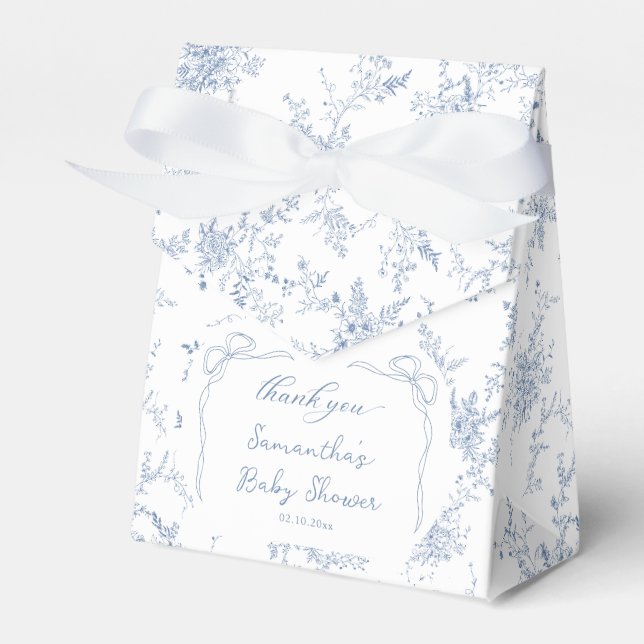 Blue Bow Floral Baby Dusche Geschenkschachtel (Vorderseite)