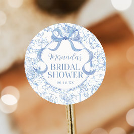 Blue Bow Floral Chinoiserie Brautparty Sticker