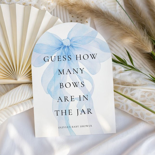 Blue Bow Guess How Many Game Baby Shower card Einladung (Von Creator hochgeladen)