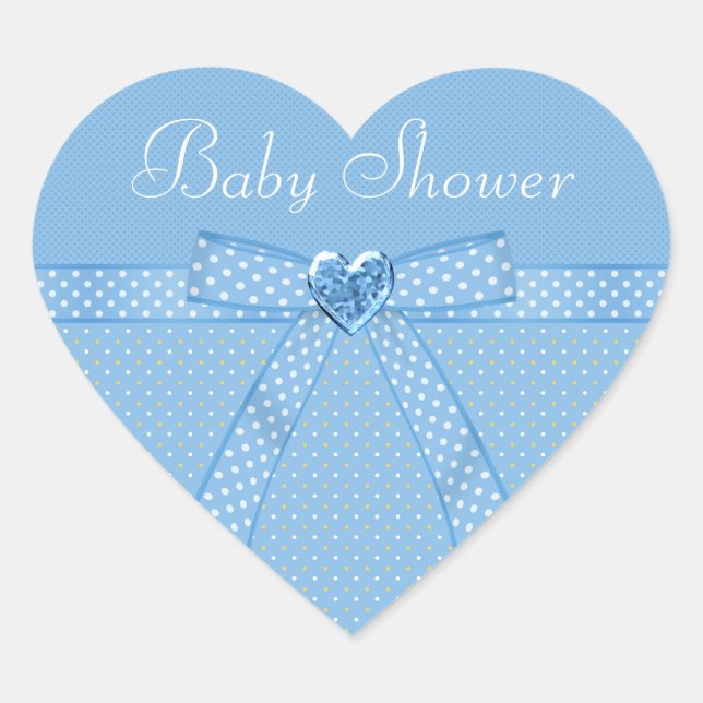 Blue Bow & Heart Jewels Boy Baby Shower Stickers (Vorderseite)