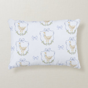 Blue Bow kleine Gänse Whimsical Wappen Baby Boy Dekokissen