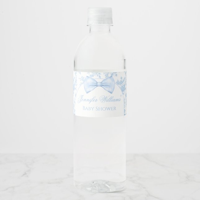 Blue Bow Krawatte Baby Boy Dusche Wasserflaschen L (Vorderseite)