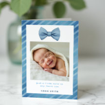Blue Bow Krawatte Babydusche Danke Foto Card