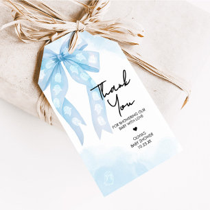 Blue Bow Little Boo Baby Duwer Fevor Tags Geschenkanhänger