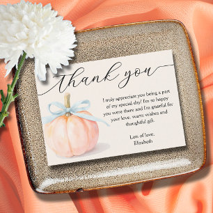Blue Bow Little Pumpkin Baby Dusche Danke Mitteilungskarte