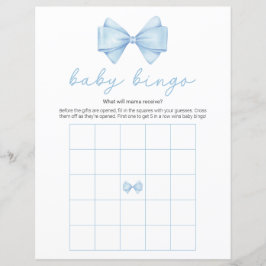 Blue Bow Modern Baby Dusche Bingo Spiel